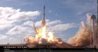 The middle booster of SpaceXs Falcon Heavy rocket failed to land on its drone ship