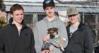 Freezing puppy rescued by hockey players finds home